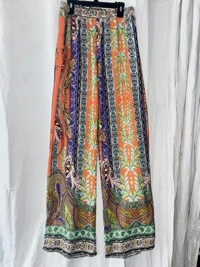 Boho Print Wide-Leg Pants in Orange